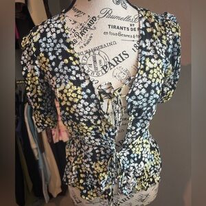 H&M Black and Yellow Floral Blouse